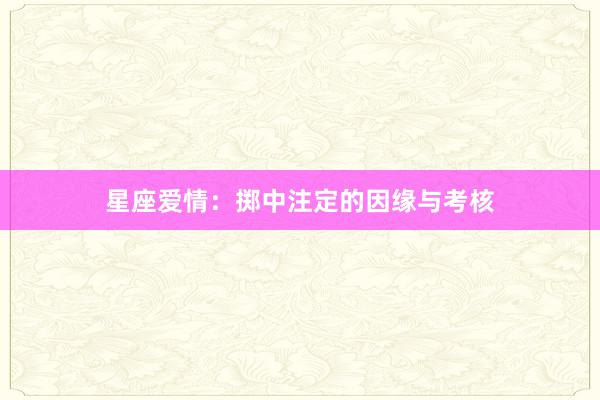 星座爱情:掷中注定的因缘与考核